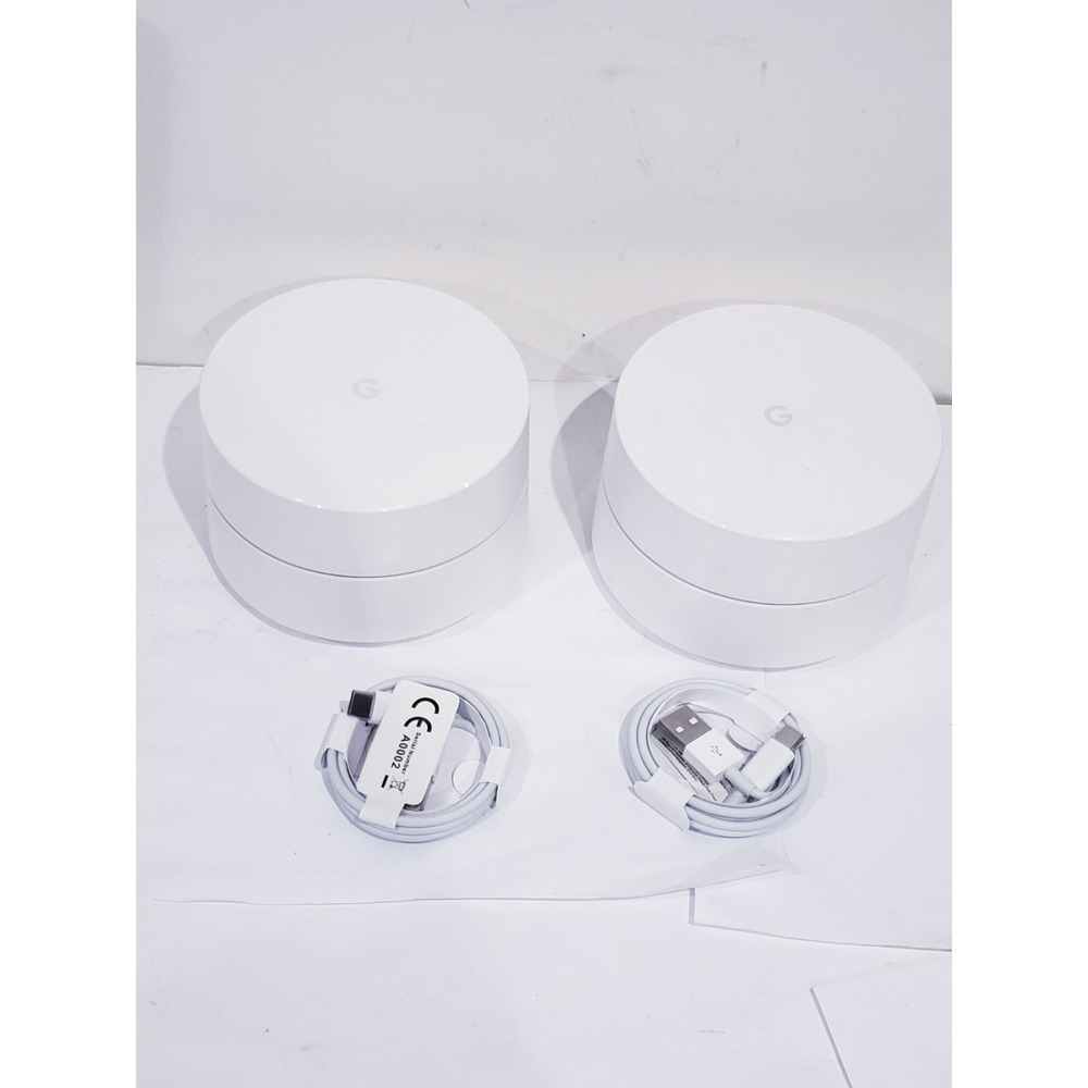Lot of 2 Google AC-1304 Mesh WiFi System With 2 USB-C Cables